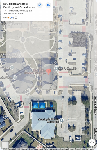 Map showing edc Smiles Children’s Dentistry & Orthodontics at Independence Parkway in Frisco